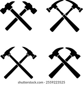 Double Hammer Silhouette Flat Vector Icon Set