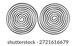 Double hand drawn spiral shape isolated on white background. Curly optic illusion design element. Brain work concept. Whirlpool, dizzy or tornado symbol. Vector graphic illustration.