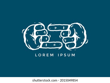 Double hand line art drawing design