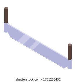 Double hand saw icon. Isometric of double hand saw vector icon for web design isolated on white background