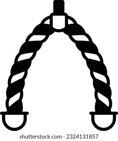 double handle tricep rope concept, pushdown Cable Accessories vector icon design, Fitness and Wellness symbol, Workout and Weightlifting sign, Personal training equipment stock illustration