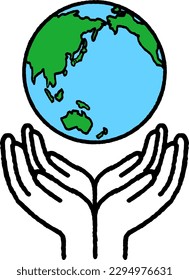 double hands around the earth