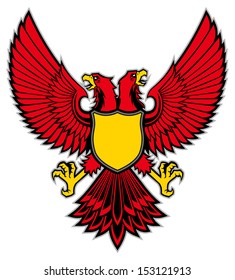 double head bird mascot spread the wing