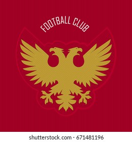 Double head eagle logo for heraldry, soccer, football club. Sport Team Identity. Vector Illustration