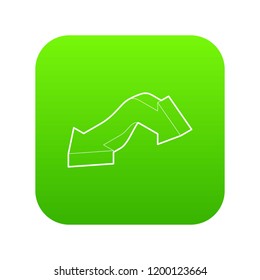 Double headed arrow icon green vector isolated on white background