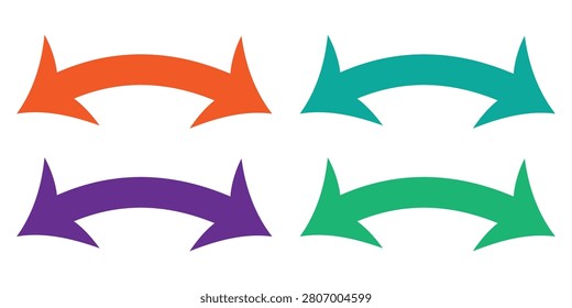 Double headed arrow set. Double ended arrow vector design for website and app. Colorful dual sided curved arrow icon.