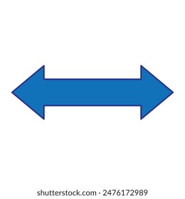 Double headed blue arrow on white background illustration direction navigation symbol side ways. Vector illustration. Eps file 190.