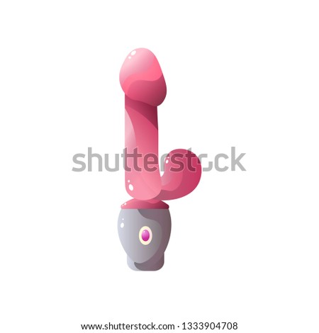 Double headed dildo vibrator with button isolated on white background