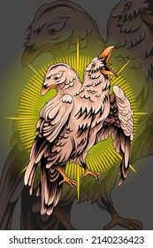 Double headed dove vector illustration