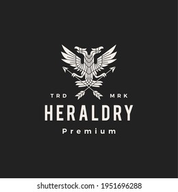 double headed eagle heraldry hipster vintage logo vector icon illustration