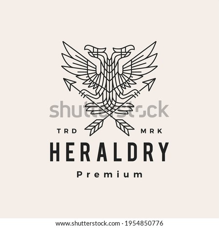 double headed eagle heraldry hipster vintage logo vector icon illustration