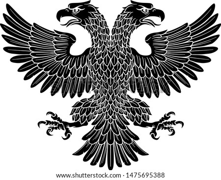 Double headed eagle with two heads possibly a Roman Russian Byzantine or imperial heraldic symbol

