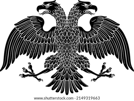 Double headed eagle with two heads possibly a Roman Russian Byzantine or imperial heraldic symbol
