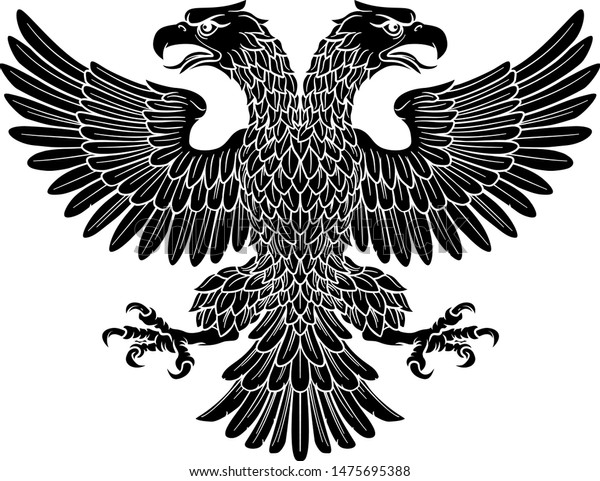 Double headed eagle with two\
heads possibly a Roman Russian Byzantine or imperial heraldic\
symbol\
