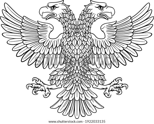 Double headed eagle with two
heads possibly a Roman Russian Byzantine or imperial heraldic
symbol
