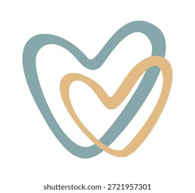 Double heart abstract boho design