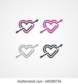 Double Heart With Arrow Logo Icon