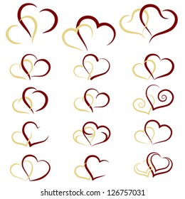 Double heart collection icon, Couple love symbol, isolated on white, vector