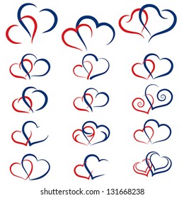 Double heart collection icon, Couple love symbol, isolated on white, vector