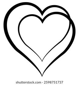 Double Heart Embrace Symbol Love and Unity in Black Outline