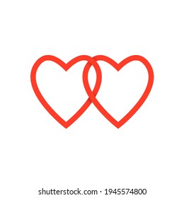 Double heart icon. Clipart image isolated on white background. Valentines day concept