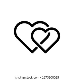 Double Heart Icon. Flat vector graphic in white background.