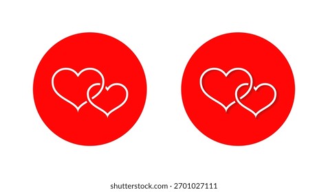 Ícone de coração duplo com sombra. Símbolo de amor e relacionamento