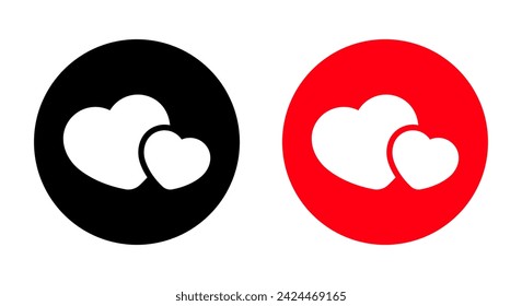 Doppeltes Herz Icon Vektor auf Kreis Hintergrund. Zwei Liebeszeichen Symbol