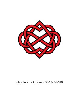 Double Heart Infinity Symbol Icon. Clipart Image Isolated On White Background