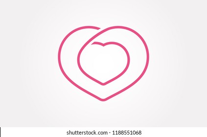 Double heart in linear style