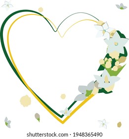 Double Heart Shape Frame with Jasmine Flowers Around