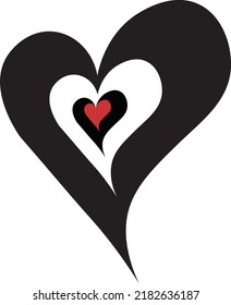 Double heart vactor. symbol of love. black and red vactor illustration. logo design