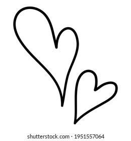 Double hearts icon. Hand drawn and outline illustration of Double hearts vector icon for web design