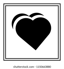 Double hearts icon. Heart icon isolated on white background in  square frame. Vector 