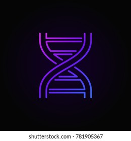 Double helix colorful icon. Vector DNA symbol or logo element in thin line style on dark background