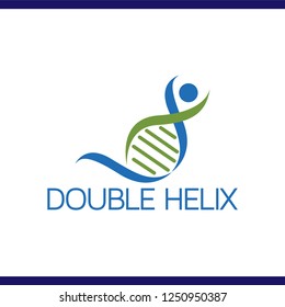 Double Helix Dna With People Logo Vector Template