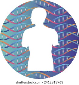 Double helix structure pattern of human body silhouette