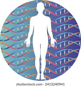 Patrón de estructura de helix doble en la silueta corporal humana