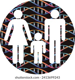 Double helix structure pattern in parent and child silhouette