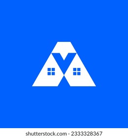 diseño de logotipo de doble casa y letra A