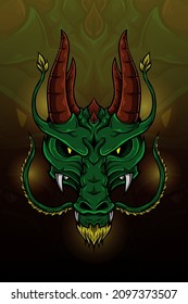Double horn dragon vector illustration