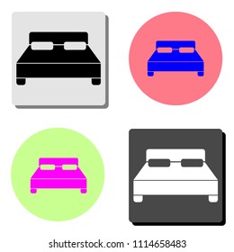 Double hotel room bed. simple flat vector icon illustration on four different color backgrounds