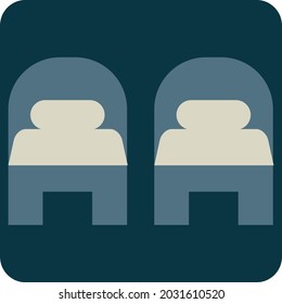 Double hotel room, illustration, vector, on a white background.