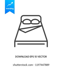 Double hotel room line icon. Double bed