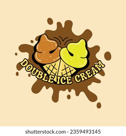 double ice cream logo design vector illustration