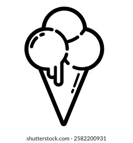 Double Ice Cream Outline Icon Isolated On White Background