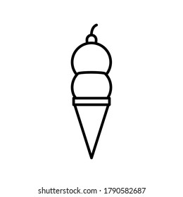 Icono vectorial de helado doble. Ice de la ilustración del contorno del helado. Diseño sencillo de plantillas de cono de helado.