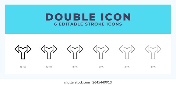 Double icon symbol. Outline. Lineal icon with editable stroke.