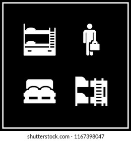 double icon. This set with double bed, businessman and bunk vector icons for mobile and web