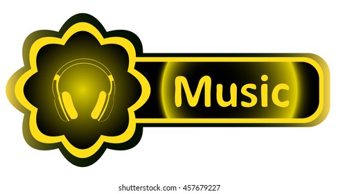 Double icon yellow earphones music